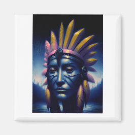 Imán Jefe Maya Con Colinas De Fondo