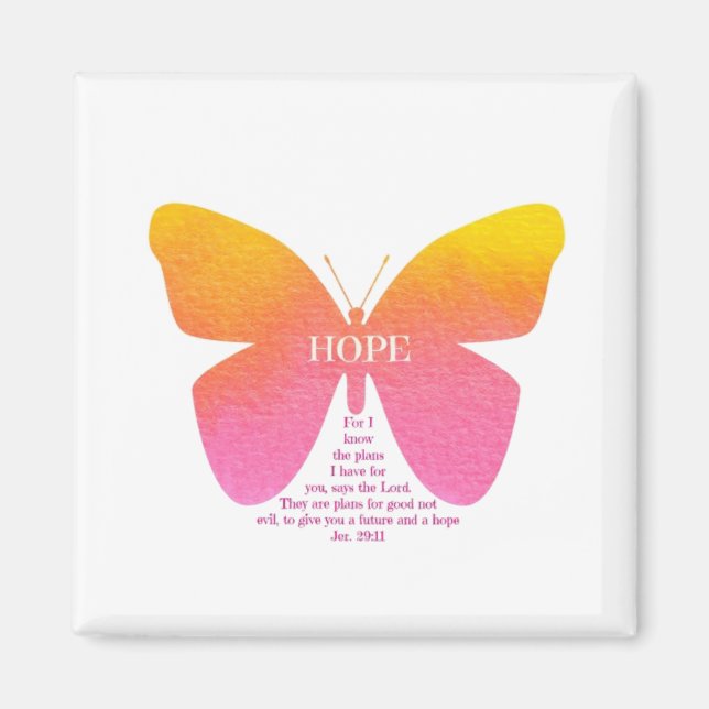 Imán Jeremiah 29:11 Hope Butterfly Magnet (Frente)