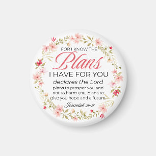 Imán Jeremías 29:11 Flores rosadas de la bíblica de la 