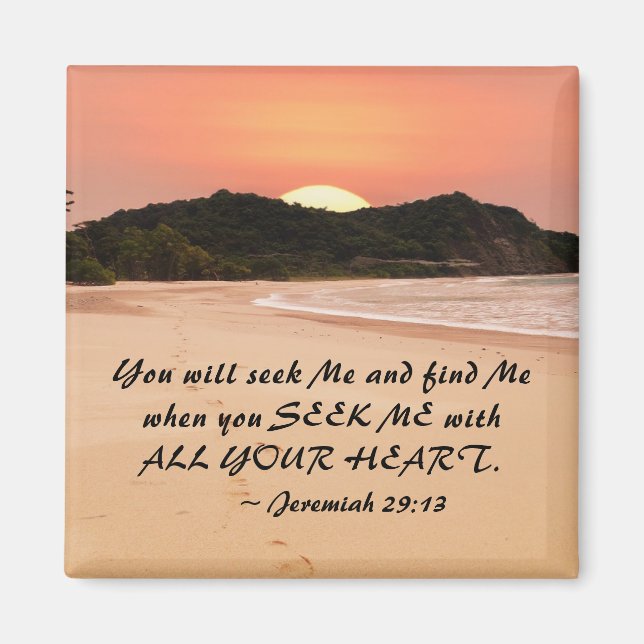 Imán Jeremías 29:13 Escúchame con toda tu Biblia cardía (Frente)