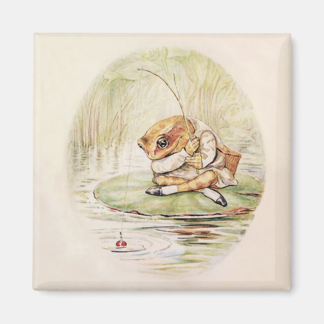 Imán "Jeremy Fisher en un ladrillo" por Beatrix Potter (Frente)