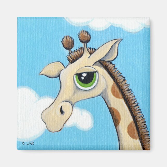 Imán Jeremy Giraffe con la cabeza en las nubes (Frente)