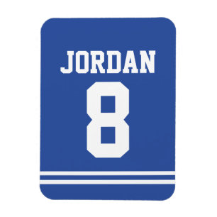 Imán Jersey azul de fútbol con número