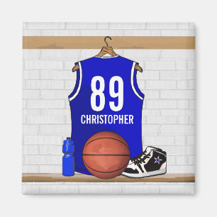 Imán Jersey azul y blanco personalizado del baloncesto