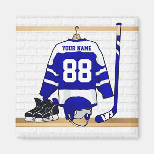 Imán Jersey azul y blanco personalizado del hockey
