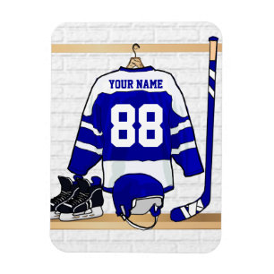 Imán Jersey azul y blanco personalizado del hockey