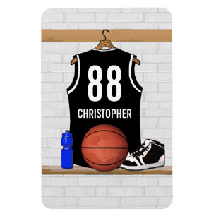 Imán Jersey blanco y negro personalizado del baloncesto