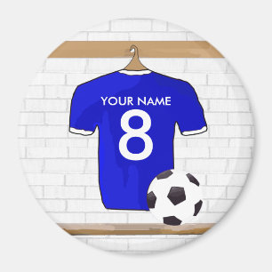 Imán Jersey de fútbol blanco azul personalizado del