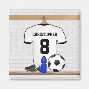 Imán Jersey de fútbol negro blanco personalizado del
