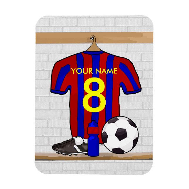 Imán Jersey de fútbol rojo y azul personalizado (Vertical)