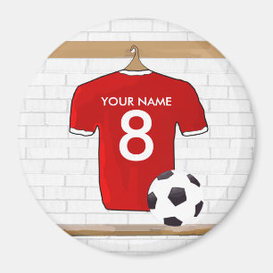 Imán Jersey de fútbol rojo y blanco personalizado
