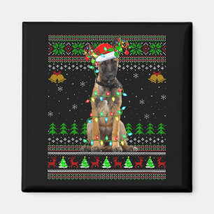 Imán Jersey feo de Navidad para mujer perro Malinois be