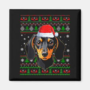 Imán Jersey Feo De Navidad Perro Dachshund Santa Adulto