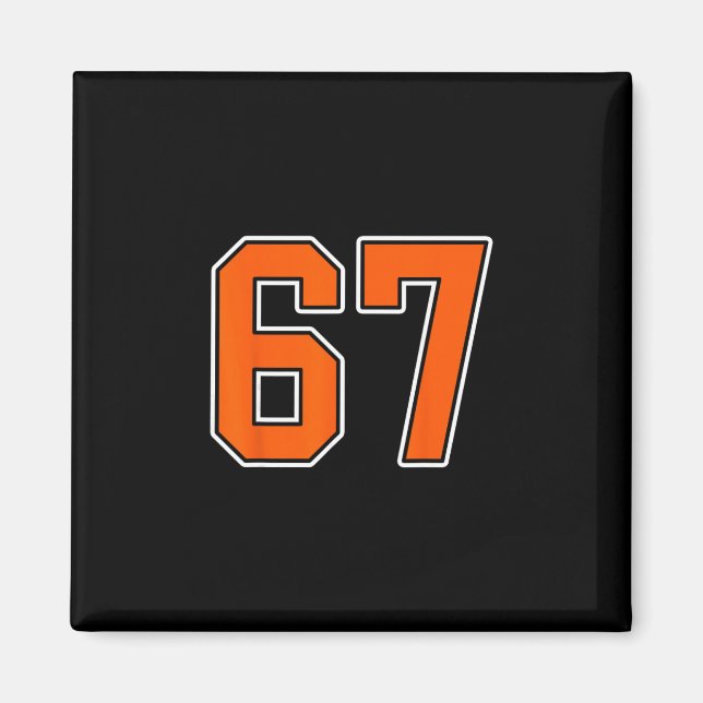 Imán Jersey Número 67 Blanco Naranja Jugador Uniforme # (Frente)