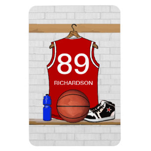 Imán Jersey rojo y blanco personalizado del baloncesto