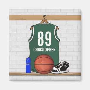 Imán Jersey verde y blanco personalizado del baloncesto