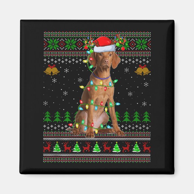 Imán Jerseyes Navideños Feos de Perro Vizsla Fiesta San (Frente)