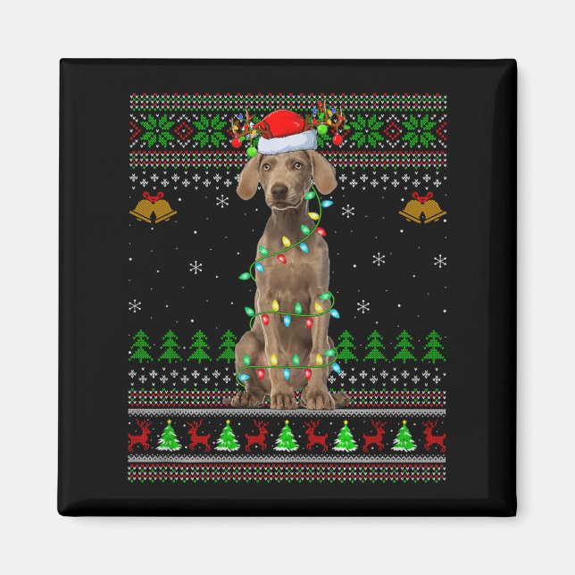 Imán Jerseys Navideños Feos Perro Weimaraner Fiesta San (Frente)