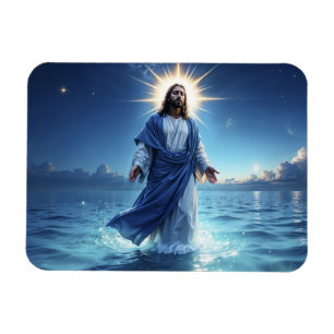 Imán Jesucristo caminando en la escena bíblica del agua