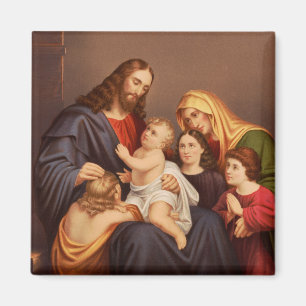 Imán Jesucristo con Niños Arte Premium Fino
