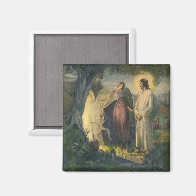 Imán Jesucristo resucitado junto al sepulcro por ML Gre (Anverso/Reverso)
