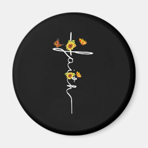 Imán Jesús Amor  Fe-cristiana Cross Sunflower