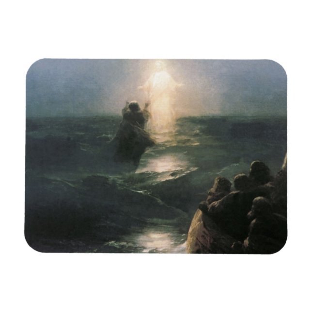 Imán Jesús caminando sobre el agua, pintura de Ivan Aiv (Horizontal)