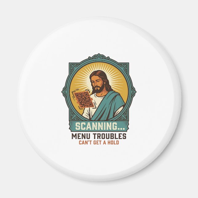 Imán Jesús Código QR Borroso No Se Escanea Menú Humor T (Frente)