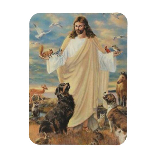 Imán Jesús Con Los Animales (Vertical)