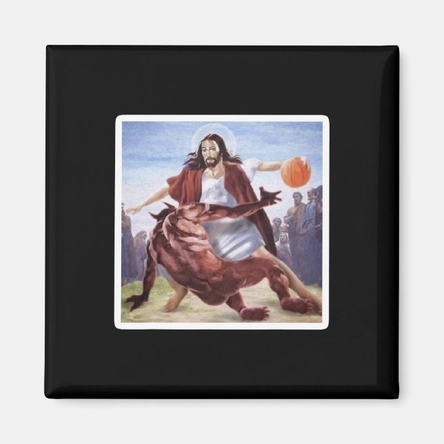 Imán Jesús cruzando el baloncesto satanés (Frente)