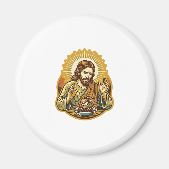 Imán Jesús Dejó Caer Sushi En Salpicaduras De Salsa De  (Frente)