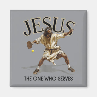 Imán Jesús divertido de Pickleball El que sirve