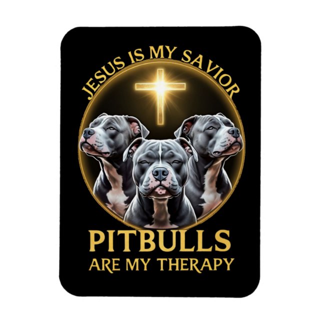 Imán Jesús Es Mi Salvador Pitbulls Es Mi Divertido Tera (Vertical)