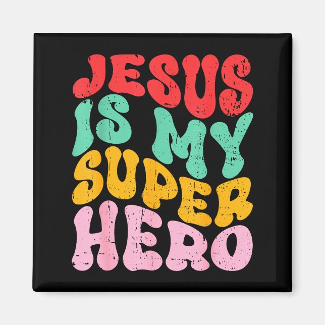 Imán Jesús es mi superhéroe - Religioso cristiano  (Frente)