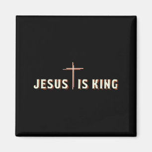Imán Jesús Es Rey Cruz Dios Gráfico Cristiano