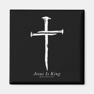 Imán Jesús es un rey gracioso cruzando clavos cristiano