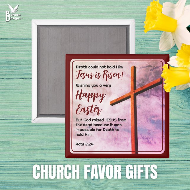 Imán JESÚS ES UN RISEN FAVOR cristiano de Pascua (JESUS IS RISEN Happy Easter magnet, ideal for church favor gifts. Matching gifts available.)