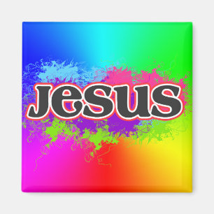 Imán Jesús Estático Neon (arcoíris)