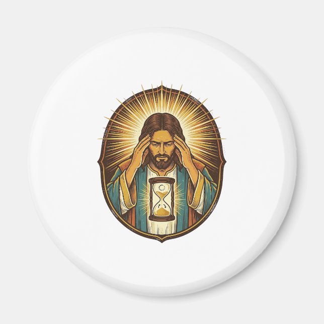 Imán Jesús Impaciente Cargando Reloj de Arena Internet  (Frente)