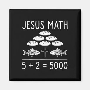 Imán Jesús matemáticas 2 peces 5 panes alimenta a los 5