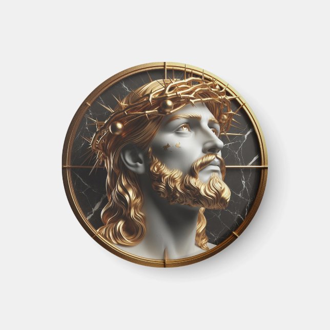Imán Jesús mirando hacia los cielos con espinas (Frente)