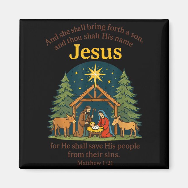 Imán Jesus Nativity Christian Christmas Bible Pjs Toddl (Frente)
