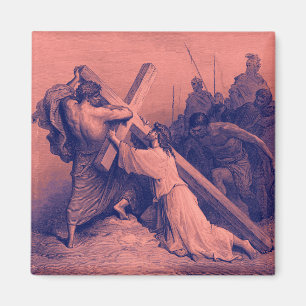 Imán Jesús que cae debajo de la biblia cruzada del  