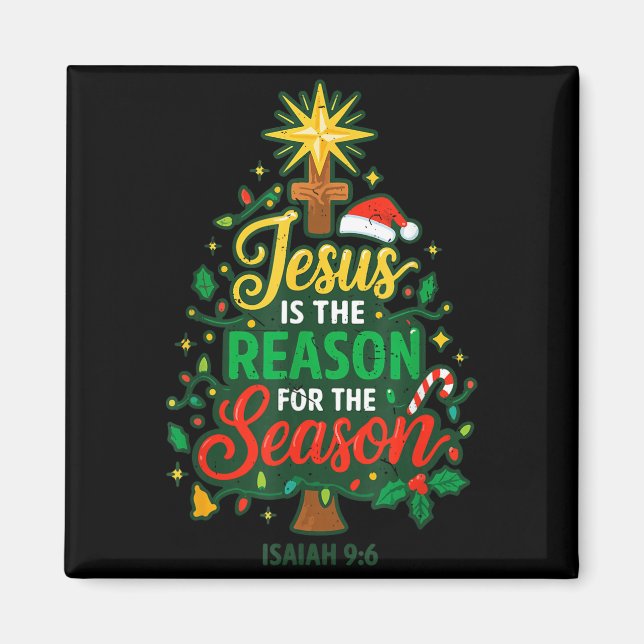 Imán Jesus Reason Season Christian Christmas Family Pjs (Frente)