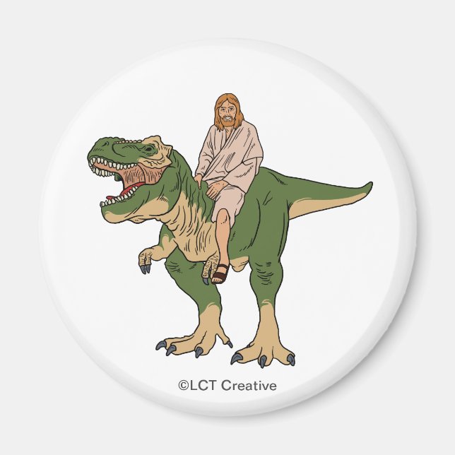 Imán Jesus Riding T-Rex (Frente)