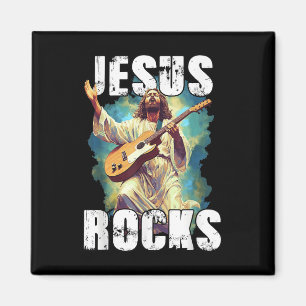 Imán Jesús roca con guitarra - Divertida iglesia cristi