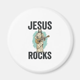 Imán Jesús Rocks Guitar Grabado Cristiano Vintage Des