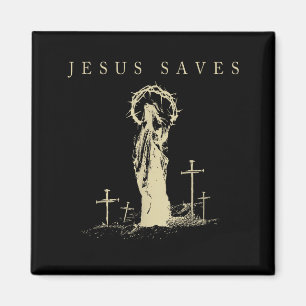 Imán Jesús salva la fe cristiana Cruz vintage religioso