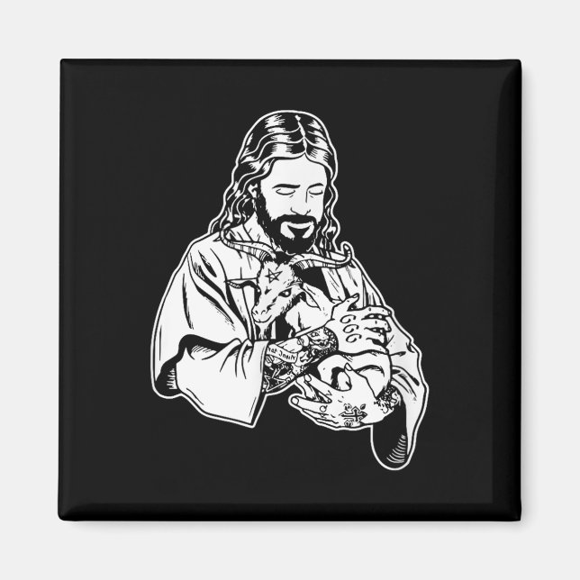 Imán Jesús sosteniendo cabra Baphomet oculto tatuaje sa (Frente)