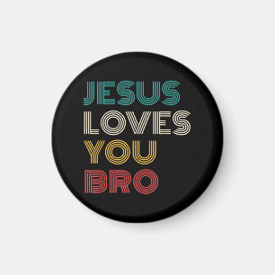 Imán Jesús Te Ama Hermano, Gracioso Retro De Fe Cristia